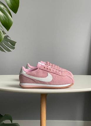Nike cortez кроссовки розовые замш