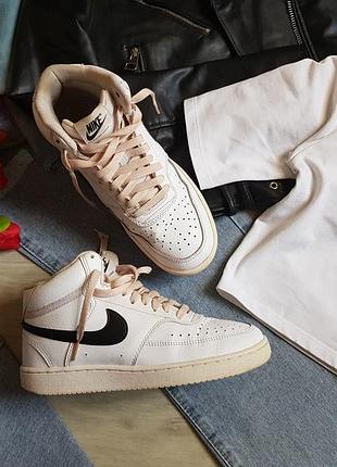 Белые женские кроссовки кеды nike высокие