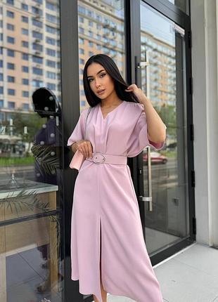 Базовое женское платье миди с короткими рукавами str-247