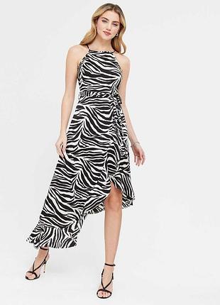 Чорна сукня міді з квадратним вирізом і рюшами чорного кольору new look розмір 46