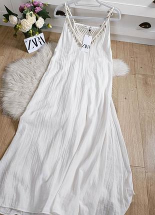 Платье с ракушками миди от zara, размер xs, м