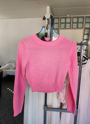 Мила рожева кофта светр в'язаний базовий джемпер барбі