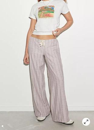 Брюки жіночі домашні бавовняні штани в смужку широкі штани в піжамному стилі urban - s m