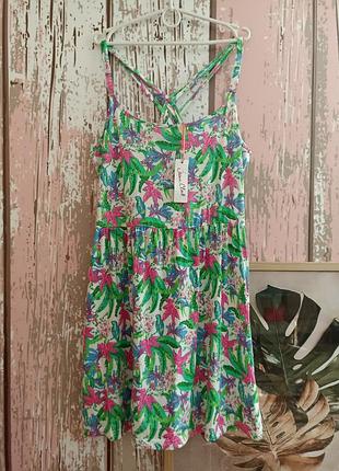 Літній трикотажний сарафан з папугами