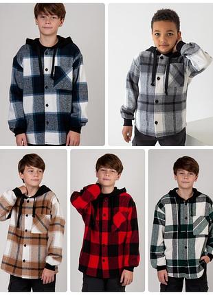 Сорочка в клітку тепла байкова, картата кашемірова рубашка худі