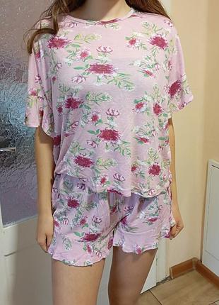 Піжама рожева з квітами літня studio
