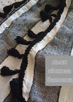 Льняная полосатая шаль накидка с кистями olsen