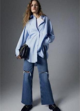 Оверсайз сорочка від h&m ніжноя-блакитного кольору