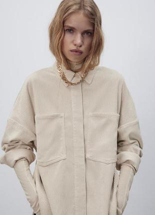 Оригінальна мікро вельветова куртка сорочка zara оверсайз вільного крою