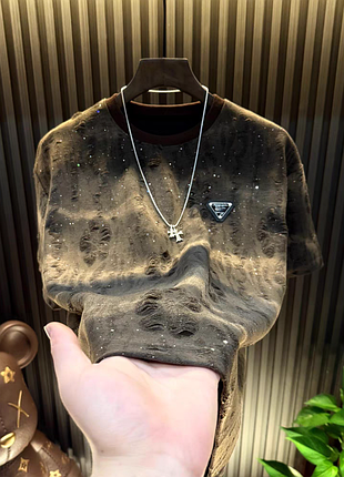 Летняя новая мужская футболка с короткими рукавами prada