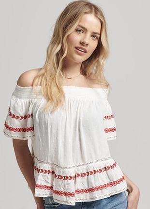 Блуза з вишивкою superdry р. l/40/12