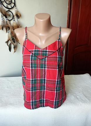 Топ в клетку на бретельках 36/38 размера