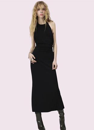 Сукня міді жіноча з відкритою спиною халтер zara xs чорна