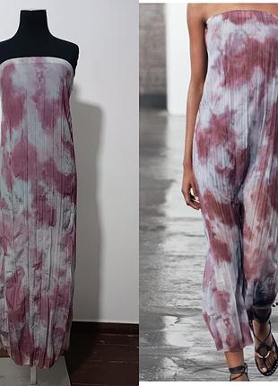 Платье из органзы stretch tie dye zara, s, 165/84 cm винного цвета