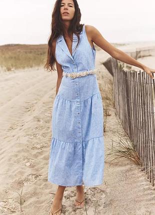 Сукня жіноча лляна блакитна zara new
