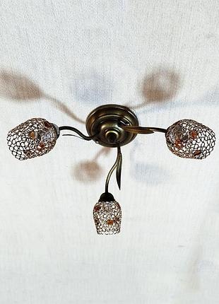 Люстра на 3 плафони в стилі флористика