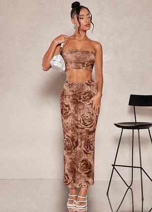 Довга спідниця-олівець з квітковим принтом shein s