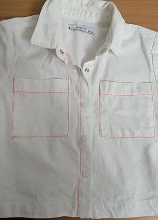 Белая рубашка хлопковая для девочки, рост 128-134