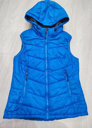 Жилет женский на синтепоне с капюшоном,hm,размер 40, синего цвета