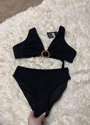 Купальник 👙 женский черный в рубчик классный стильный раздельный