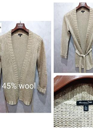 Massimo dutti вовняний кардиган з золотою ниткою преміальної якості від топ бренду