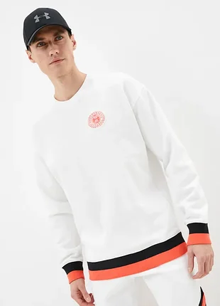 Чоловічий білий світшот under armour ua rival fleece amp crew (м-л)