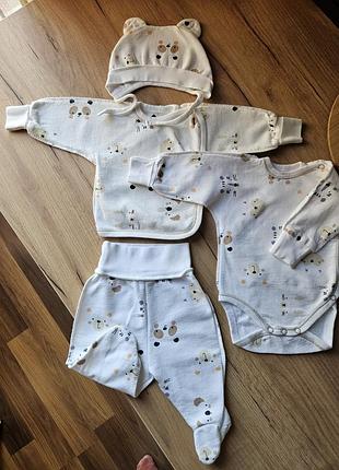 Утеплений комплект "мордочки" від minikin - бодік, повзунки, льоля, шапочка