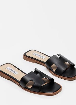 Жіночі шльопки тапки steve madden hadyn black leather оригінал