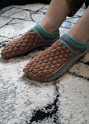 Handmade вязаные носки из полушерсти, размер 39-40