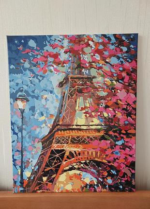 Декоративна картина 40х50 см ейфелева вежа весна в парижі картина для декору інтер'єру картини купит