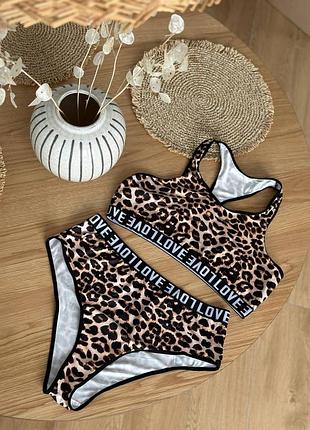 Леопардовий комплект з трусиків та топу для дівчат plus size🐆