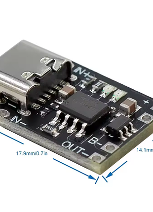 Миниатюрный модуль заряда 1s li-ion tp4056 type-c с защитой