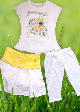 Комплект одягу: футболка, спідниця, бріджі