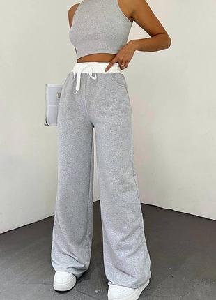 Жіночі спортивні штани кльош палаццо чорні сірі коричневі xs s m l xl
