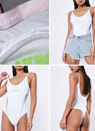 Белый стильный боди playboy от missguided