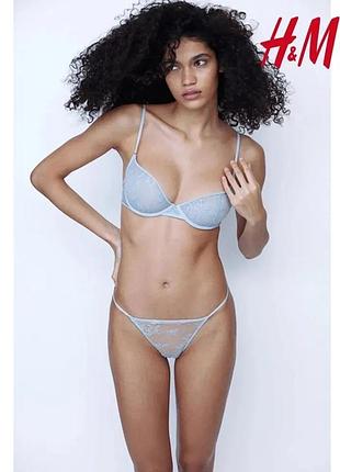 L h&m нові фірмові жіночі трусики труси танга стрінги бікіні мереживні оригінал 2 шт