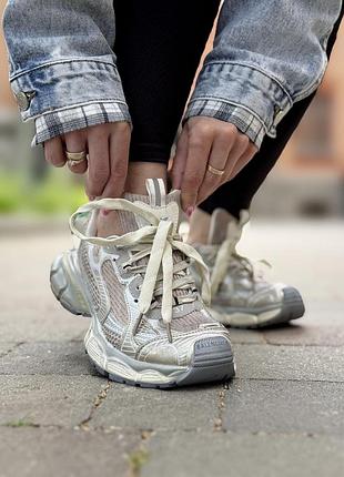 👟🔥 кросівки жіночі в стилі balenciaga 3xl - white/silver