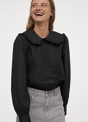 Трендова чорна сорочка з комірцем h&m