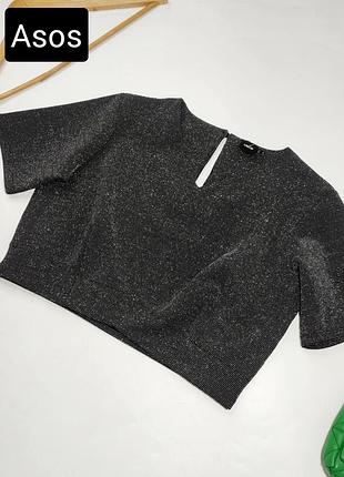 Топ футболка жіноча коротка блискуча від бренду asos s m