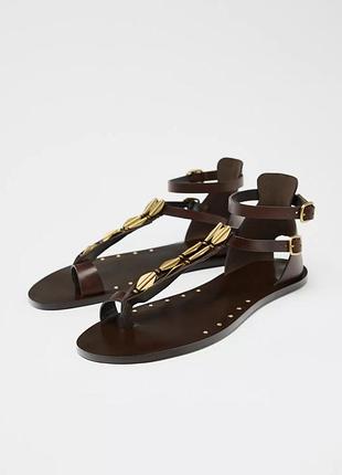 Шкіряні босоніжки zara 35/42