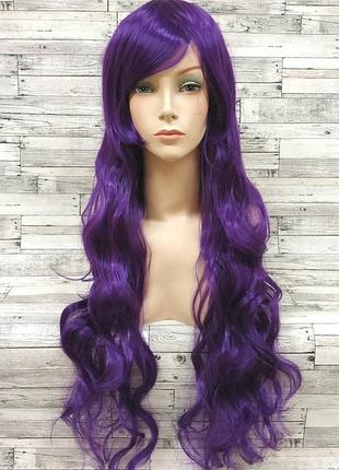 Перука фіолетова довга хвиляста з довгим чубчиком