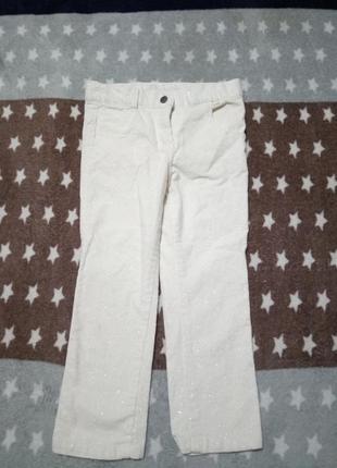 Класні білі з золотом вельветові штани штани джинси5 фото