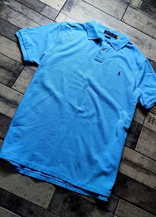 Поло polo ralph lauren цвет голубой однотонное размер xl