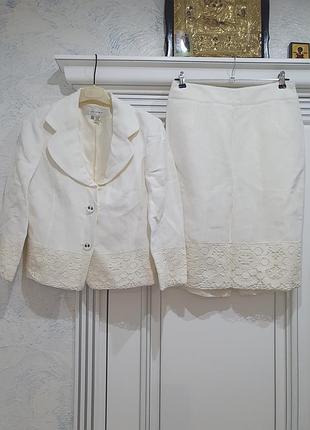 Льняний костюм zara з мереживом