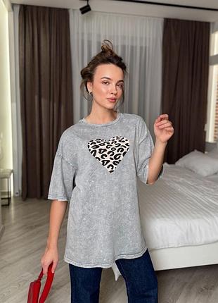 Жіноча футболка тай дай з леопардовим принтом