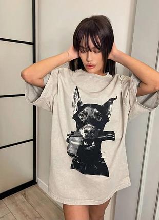 Накладной платеж ❤ турецкий оверсайз удлиненная футболка варенка вареная доберман пистолет