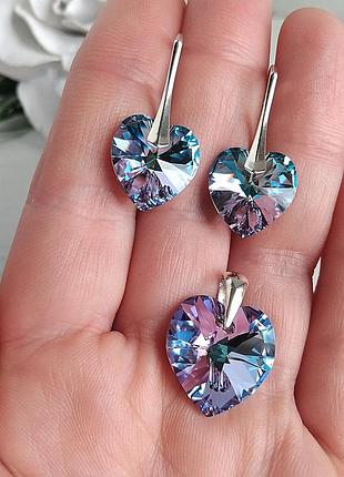 Комплект сердечка swarovski