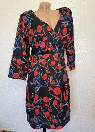 Шифонова літня сукня в квітковий принт. довжина міді. розмір l/xl
