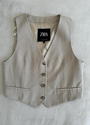 Жилет zara льон р. xs жилет лен zara жилетка лляна