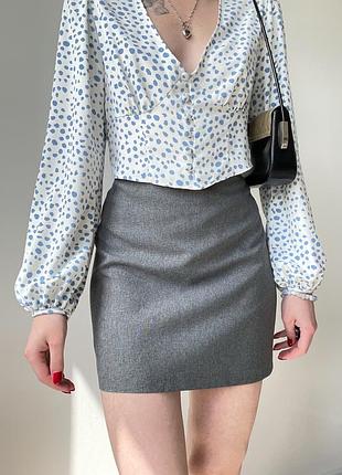 Жіноча міні спідниця сіра класична topshop s